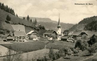 Postkarte «Röthenbach Kt. Bern»; P. Fankhauser, Röthenbach; abgestempelt «RÖTHENBACH (EMMENTHAL), Datum unleserlich, vermutlich 30.VII.10; gelaufen nach Genève