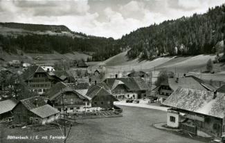 Ansichtskarte «Röthenbach i/E. mit Farnern»; Verlag Globetrotter GmbH., Luzern; abgestempelt «Röthenbach (Emmenthal), 13.XII.55»; gelaufen nach Altdorf UR