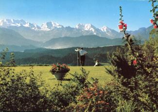 Ansichtskarte «Kurhaus Chuderhüsi». Blick auf die Blümlisalpgruppe; ungelaufen