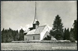 Ansichtskarte «Röthenbach i/E., Kirche Würzbrunnen»; Verlag Globetrotter G.m.b.H, Luzern»; abgestempelt «RÖTHENBACH (EMMENTHAL), Datum unleserlich»; gelaufen nach Steffisburg