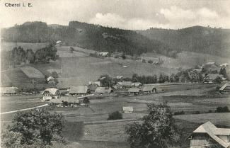 Postkarte «Oberei i. E.»; F. Gugger, Phot., Heimenschwand; abgestempelt «Frd. Mltr. Kp. 9, Feldpost»; Ausgabejahr unbekannt; gelaufen nach Bern